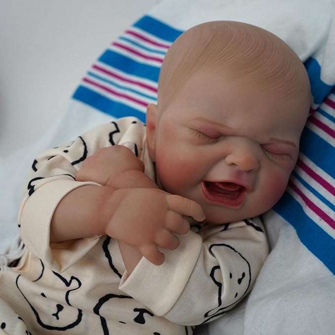 17 Inch Lifelike Reborn Baby Doll Boy, Realistic Reborn Baby Doll,Newborn Baby Dolls, Full Vinyl Body Poseable Real Life Baby Dolls with Feeding Kit Gift Box for Kids Age 3+