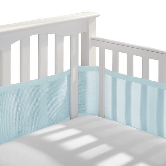 BreathableBaby Breathable Mesh Liner for Full-Size Cribs, Classic 3mm Mesh, Blue Green Aqua (Size 4FS Covers 3 or 4 Sides)