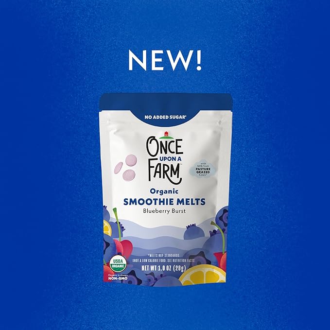 Once Upon A Farm Organic Smoothie Melts, Blueberry Burst, No Added Sugar, Kosher, USDA Certified Organic, Non-GMO, 1 Ounce (Pack of 8)
