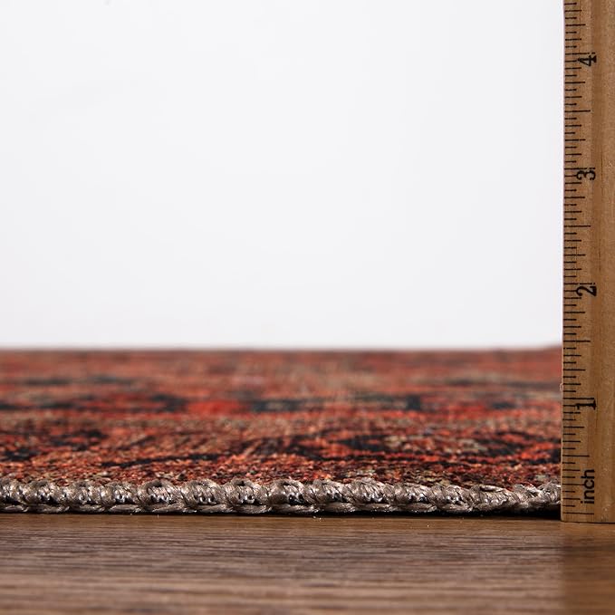 Keen Home Design 5x7 Rug - Machine Washable Area Rug with Non-Slip Backing, Ideal for Living Room, Dining Room, Bedroom - Vintage, Easy Clean, Durable, Low Pile Rug - (5' x 7')