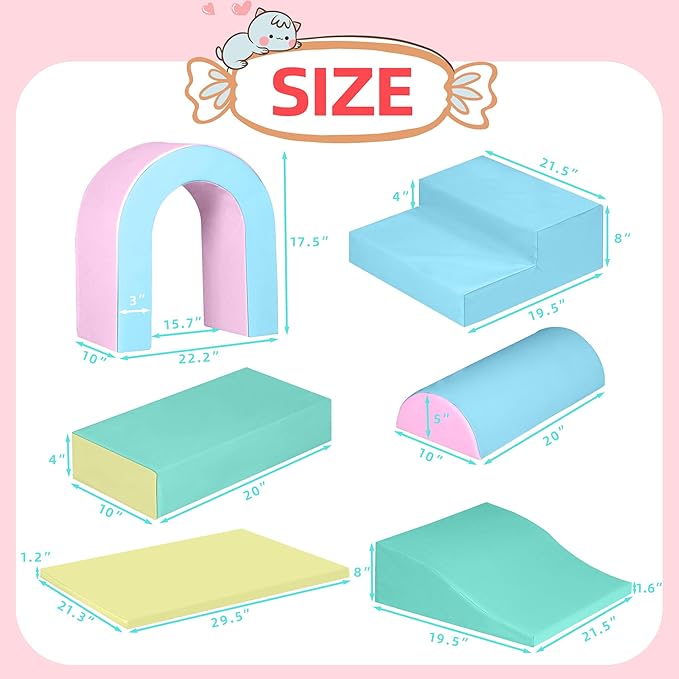 Kinder King Climb and Crawl Activity Play Set, 10-Piece Soft Foam Block for Climbing, Crawling and Sliding, Indoor Climber for Toddlers and Kids, Baby Infant Lightweight Climbing Toys