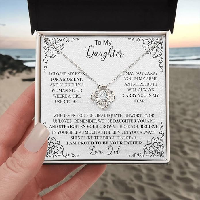 To My Daughter Gift Necklace From Dad or Mom - Badass Daughter Jewelry With Heartfelt Message & Elegant Box