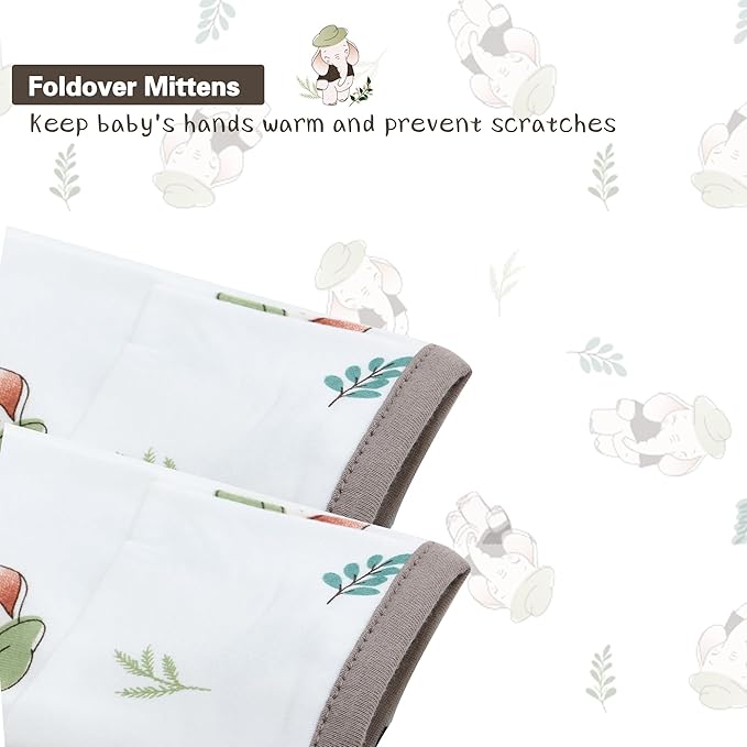 Miracle Baby Newborn Knotted Gown with Hat Set, 3 Pack Newborn Nightgowns, Baby Sleeper Gowns with Mitten Cuffs for Boys Girls 0-6 Months