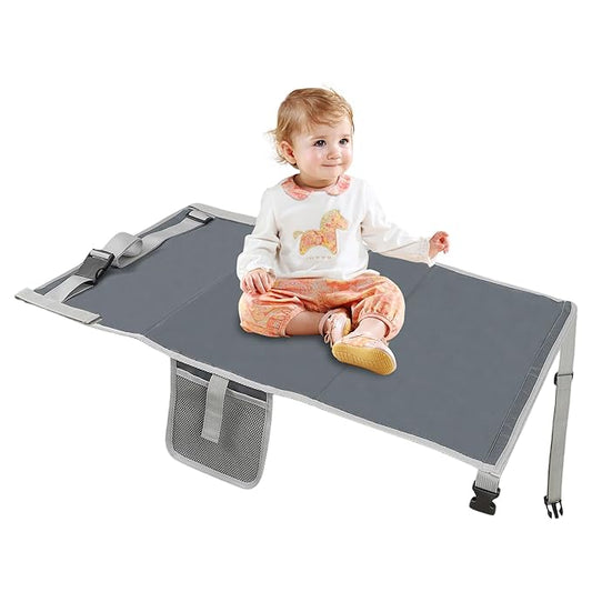 Toddler Airplane Bed, Portable Airplane Seat Extender for Kids, Durable Oxford Cloth – Waterproof and Easy to Clean, Flight Accessories for Toddlers Aged 1–4, Carry-On Compatible, Grey