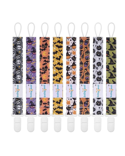 Babygoal Halloween Pacifier Clips 8 Pack, Pacifier Holder Clips for Baby Boys and Girls Fits for Most Pacifier, Binkie Styles & Baby Teethers & Toys and Gift 8PS32-B