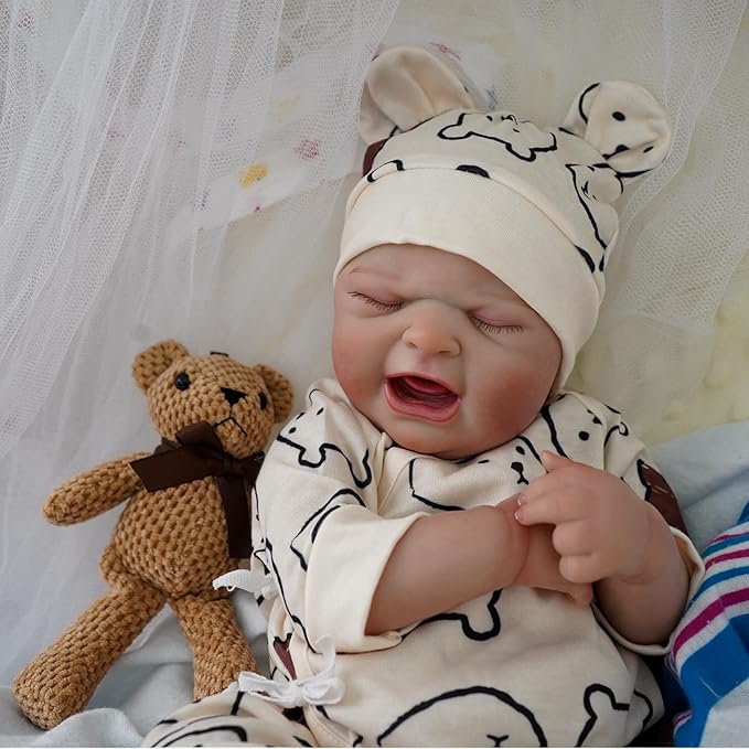 17 Inch Lifelike Reborn Baby Doll Boy, Realistic Reborn Baby Doll,Newborn Baby Dolls, Full Vinyl Body Poseable Real Life Baby Dolls with Feeding Kit Gift Box for Kids Age 3+
