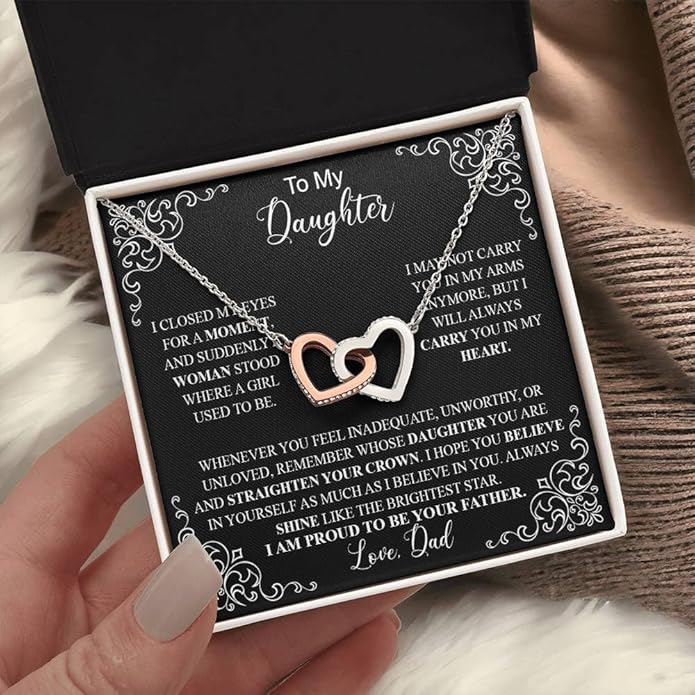 To My Daughter Gift Necklace From Dad or Mom - Badass Daughter Jewelry With Heartfelt Message & Elegant Box