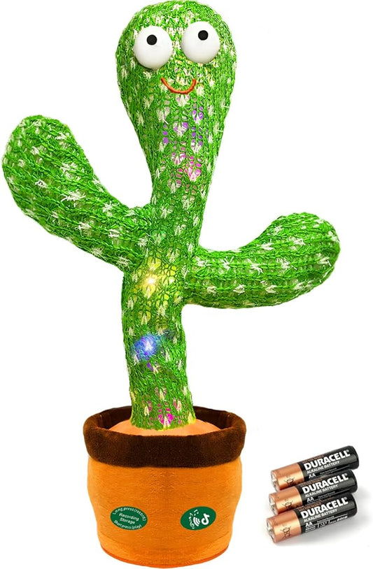 Christmas Dancing Talking Cactus Toy Mimics Back, Cactus Baby Toy Singing Mimicking Repeating Recording, Silly Sunny The Cactus with 3xAA Battery