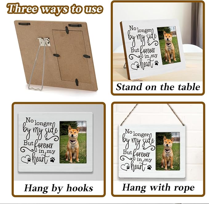 Dog Pet Memorial Picture Frame for Dogs That Passed Goodbye Gift for Someone who Lost Dogs No Longer by My Side but Forever in My Heart Photo Frame Table Desk Decor for Home Livingroom Bedroom Tabletop Display Frame picture1805
