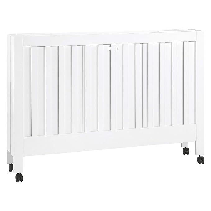 Babyletto Maki Full-Size 2-in-1 Portable Folding Crib with Toddler Bed Conversion Kit in White, Greenguard Gold Certified