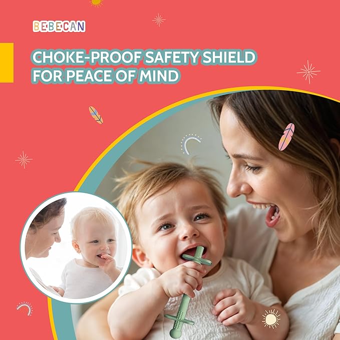 Shielded Teething Tubes – Baby Teething Relief 0-36 Months, Anti-Choking Design, Clip-Attachable, BPA-Free Silicone, 5 Soft Tubes + 2 Teether Clips + 2 Brushes + Storage Bag