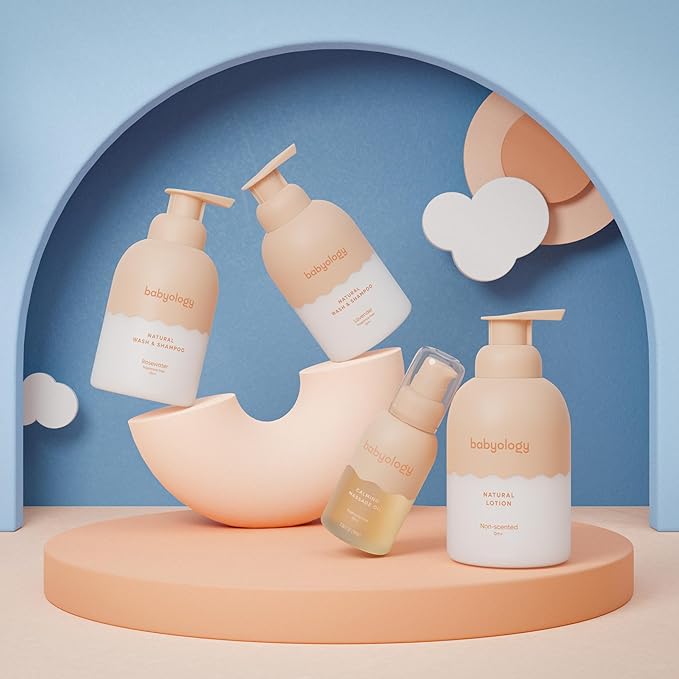 100% Edible Ingredients - All Natural Baby Wash and Shampoo Rose + Organic Baby Lotion SET - 12 FL OZ Good for Sensitive Skin or Eczema - Non Toxic - Fragrance Free (Set of 2)