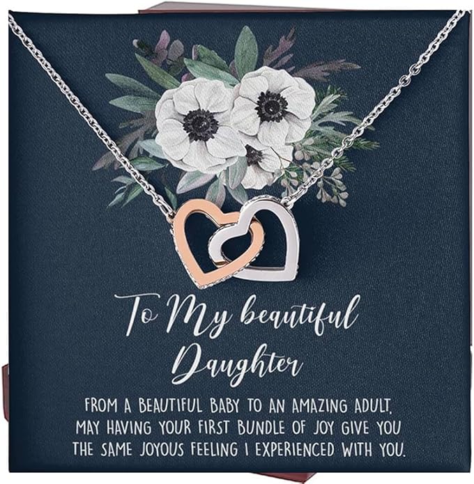To My Daughter Gift Necklace From Dad or Mom - Badass Daughter Jewelry With Heartfelt Message & Elegant Box
