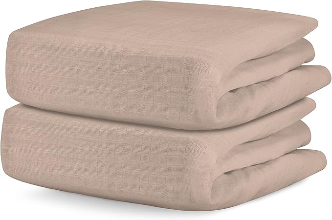 Newton Baby Organic Fitted Crib Sheets (2-Pack) - Ultra Breathable and Soft, 100% Organic Muslin Cotton, Clay, Fits All Standard Cribs