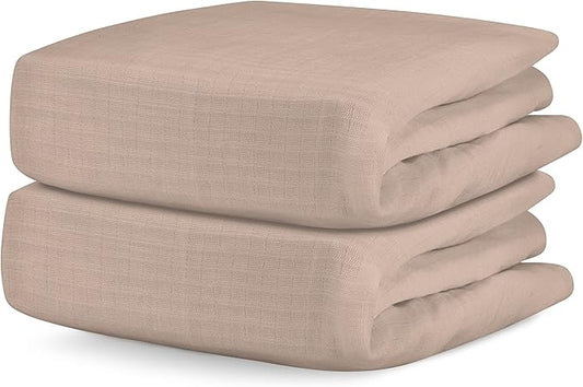 Newton Baby Organic Fitted Crib Sheets (2-Pack) - Ultra Breathable and Soft, 100% Organic Muslin Cotton, Clay, Fits All Standard Cribs