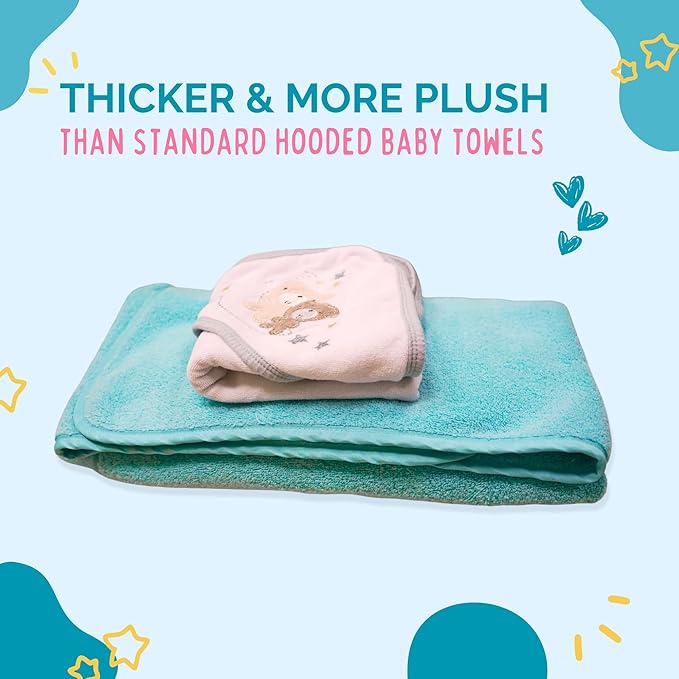 Princess Baby Bath Towel [Ice Blue] Hooded Toddler Towels For Girls Up to 10 Years - Oversized Baby Towels With Super Absorbent 100% Cotton - Soft and Cozy Beach Towel - Full Coverage Kids Bath towel