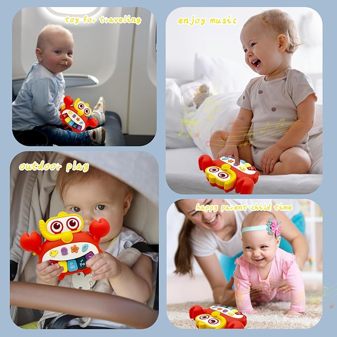 Baby Musical Toys Piano for 2 Year Old Girls Boys Age 2 Light Up Music Learning Toys for Toddlers 3 Easter Gifts Infant Baby 18 Month (Crab)