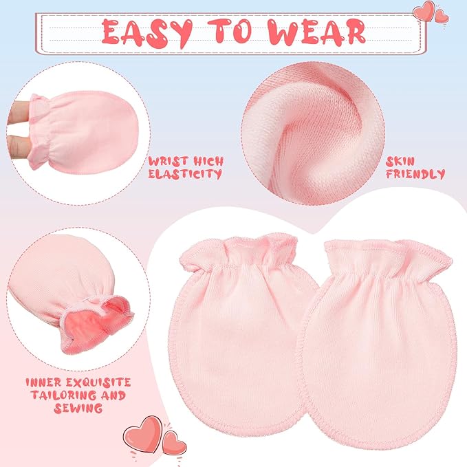 16 Pairs Newborn Baby Cotton Mittens No Scratch Gloves Unisex Newborn Mittens for baby Boys Girls 0-6 Months