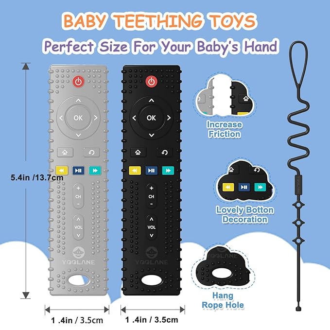 Baby Teether [Original] - Silicone Teething Toys for Babies, Remote Control Shape Teething Relief Chew Toy | Stuff Essential and Gift for Toddler Infant Boy Girl 3+ Months | 2 Pieces