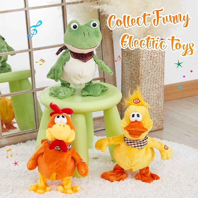 Houwsbaby 12'' Electronic Squawking Duck Toy,Electronic Quacking Musical Duck Stuffed Animal,Interactive Walking Singing Waving Duck Plush Toy Present for Kids Boys Girls Holiday Birthday