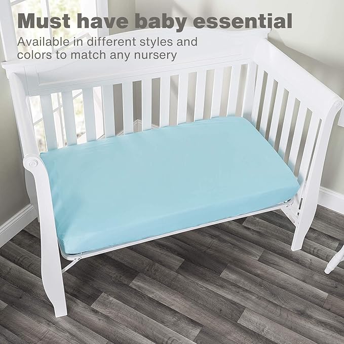 Everyday Kids Fitted Crib Sheet, 100% Soft Breathable Microfiber Baby Sheet, Fits Standard Size Crib Mattress 28in x 52in, Aqua Nursery Sheet