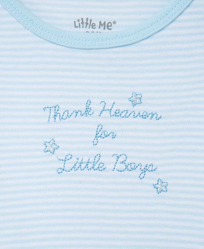 Little Me Clothes for Baby Boys' 2-Piece Nightgown and Cap Set 100% Cotton with Elastic Bottom, Baby Essentials, 0-3 Months
