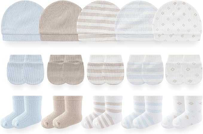 Baby Girls Boys Hats Mittens and Socks Set Cotton Infant Caps Newborn Soft Gloves 0-6 Months