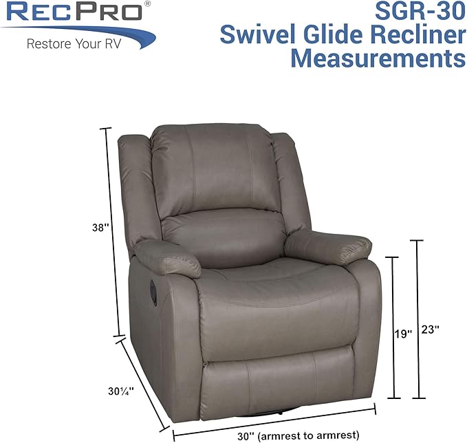 RecPro Charles Collection | 30" Swivel Glider RV Recliner | RV Living Room (Slideout) Chair | RV Furniture | Glider Chair (Putty, 1-Pack)