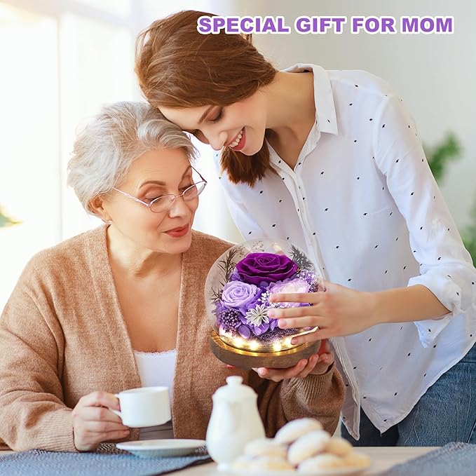 Lujechii Forever Flowers,Flowers for Delivery Prime.Birthday Gifts for Women,Moms, Lovers, Friends, Anniversaries, Preserved Flowers Unique Flower Gifts, Graduation Flower Bouquets(Purple)