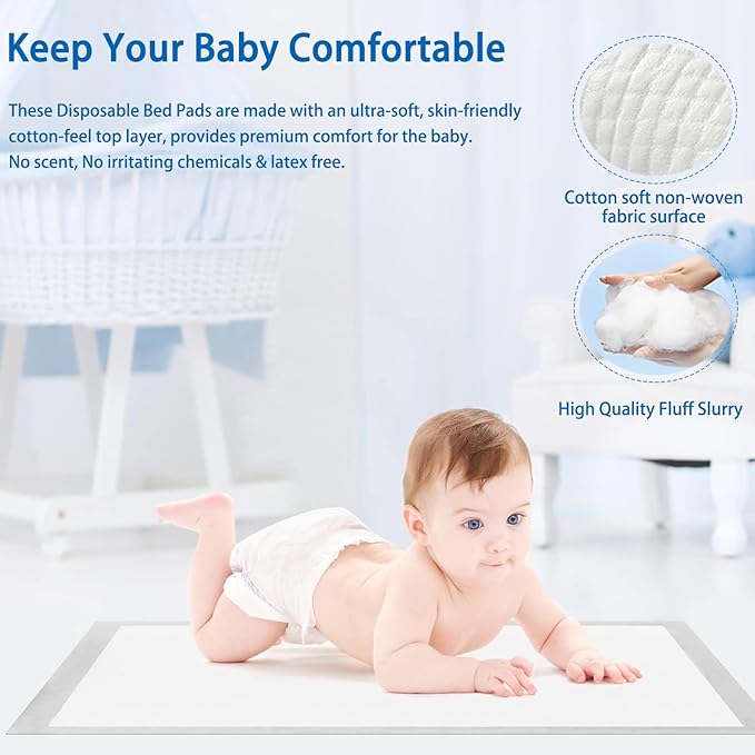 32" x 36" Super Absorbent Bed Pads Disposable Adult Hospital Grade Ultra Thick and Leakproof Underpads for Elderly XXL Extra Large Chucks Incontinence Pads for Baby (25 Count)