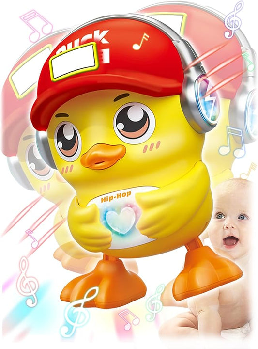 Kids Education Music Dancing Duck Toy with Lights and Music, Baby Crawling Dancing Musical Toy for Toddlers 3-12 Months, Birthday Gift for Boys and Girls Ages 1 2 3 4 Years