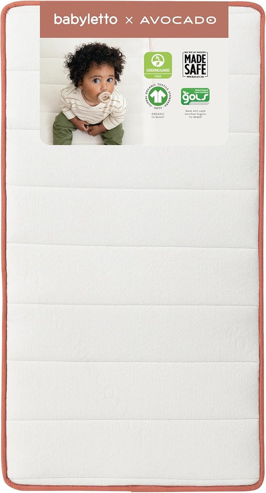 babyletto Avocado Baby Crib Mattress - GOTS, Made Safe, GREENGUARD Gold Certified - Dual Sided Infant & Toddler Mattress - Flippable & Breathable - ‎52 x 28.25 x 5.5 Inches for Standard Size Crib