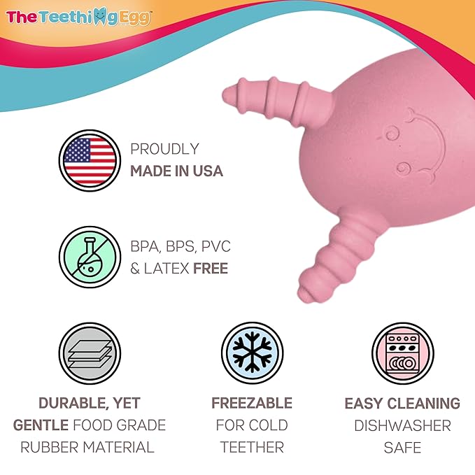 The Official Molar Magician Baby Teether - Freezable Molar Teething Toy for Baby, Infant & Toddler - Made in The USA - Sensory Toy 3-12, up to 18 Months, Pink