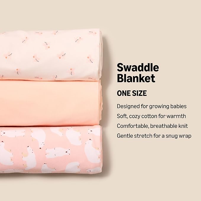 Amazon Essentials x Sofia Grainge Unisex Babies' Swaddle Blanket, Pack of 3