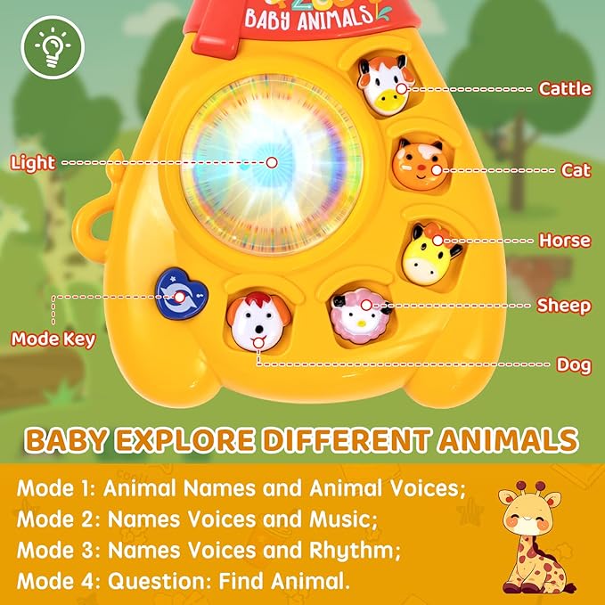 Marstone Toys for 1 2 Year Old Boy and Girl Birthday Gift: Baby Musical Guitar Piano Toys 12-18 Month with Animal Sound and Light, 1st First Learning Educational Gift for Toddlers Birthday, Christmas