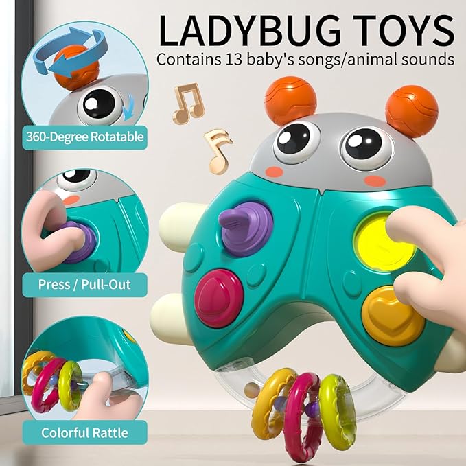 Early Learning Toys for 1 Year Old Boy, Baby Busy Toy with Lights and Sounds, Travel Sensory Cube for Toddlers 1-3, Learning Fine Motor Skills First Birthday Gifts for Toddler