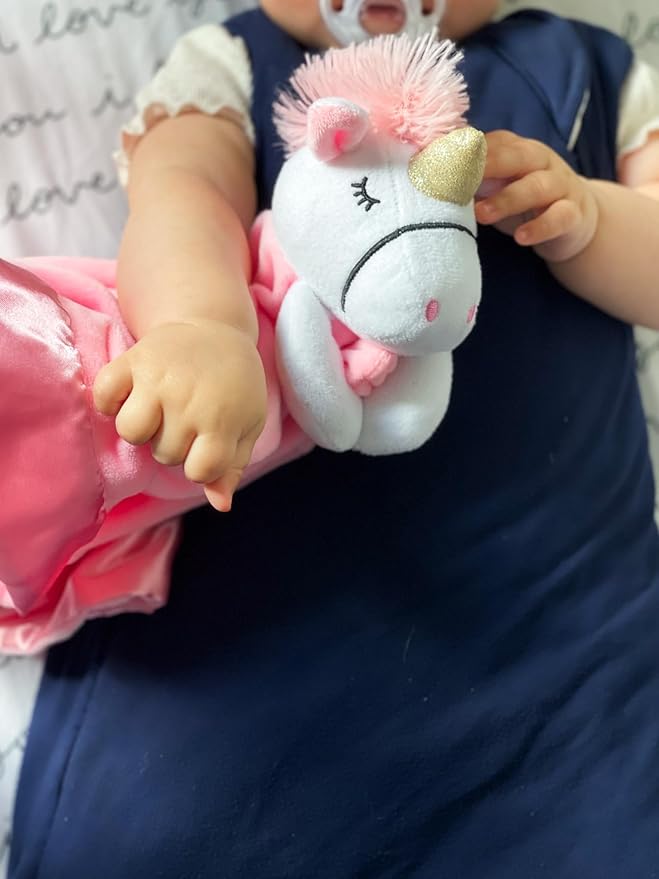 Unicorn Lovey Blanket for Baby | Large 20" x 20" Baby Lovey for Girls | Cute Unicorn Security Blanket for Babies and Toddlers