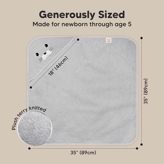 KeaBabies Hooded Baby Towel for Newborn - Viscose Derived from Bamboo Large Baby Bath Towels with Hood for Boys, Girls, Toddler, Extra Absorbent & Soft Newborn Bath Essentials (Seal)