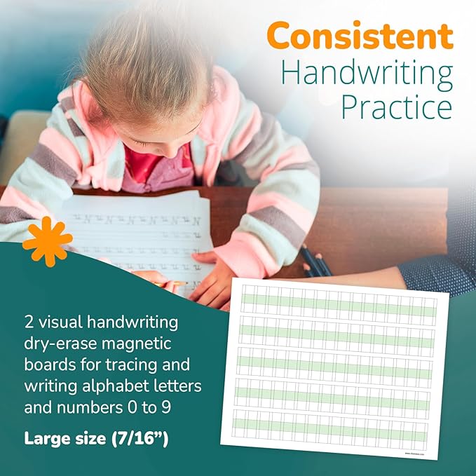 Channie’s Easy Peasy Alphabet Handwriting Workbook + 2 Easy Peasy Dry-Erase Neat Numbers & Letters Tracing Magnetic Boards for Pre-K - 1st Grade, Homeschool Learning & Summer School Teaching Supplies
