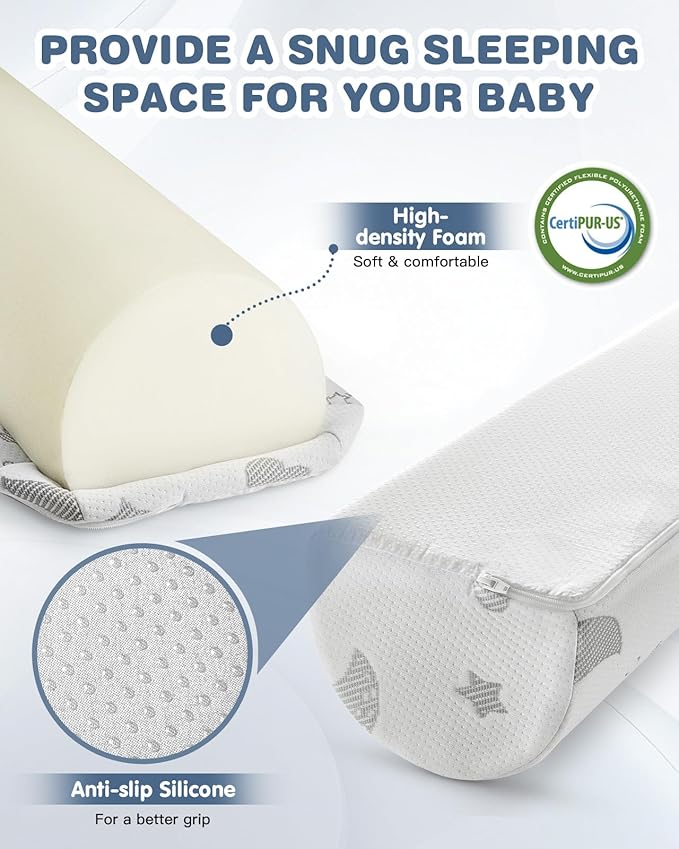 Lilian&Gema Bed Bumper for Toddlers, Bed Rail for Toddlers, Toddler Bed Rails, Foam Bed Rails Bed Bumper for Queen, King, Twin, Full-Size Beds with Washable Cover 1 Pack