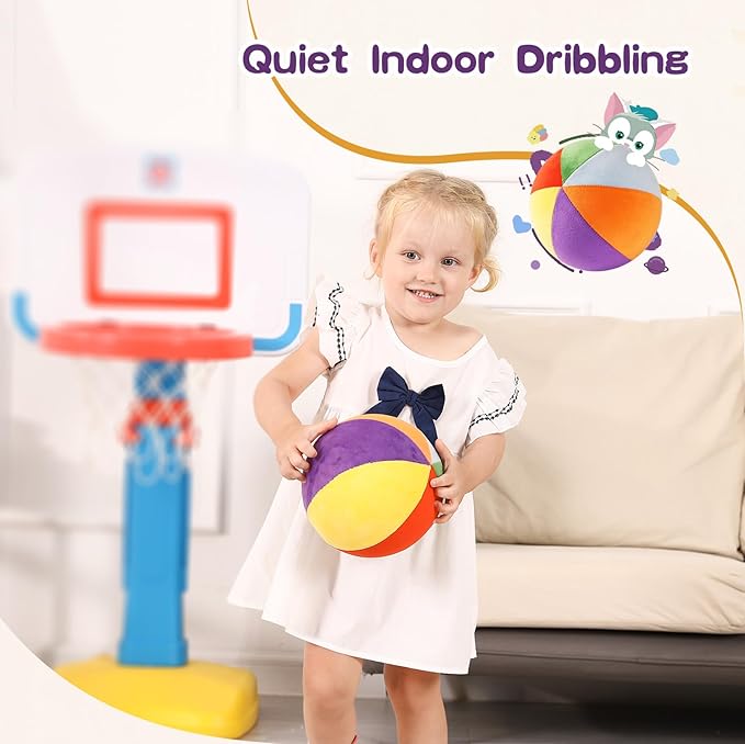 LINKBOY Colorful Soft Play Balls for Toddlers 1-4 | Indoor Basketball Toy for Babies and Kids | Size 3