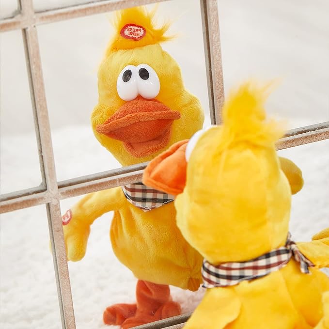 Houwsbaby 12'' Electronic Squawking Duck Toy,Electronic Quacking Musical Duck Stuffed Animal,Interactive Walking Singing Waving Duck Plush Toy Present for Kids Boys Girls Holiday Birthday