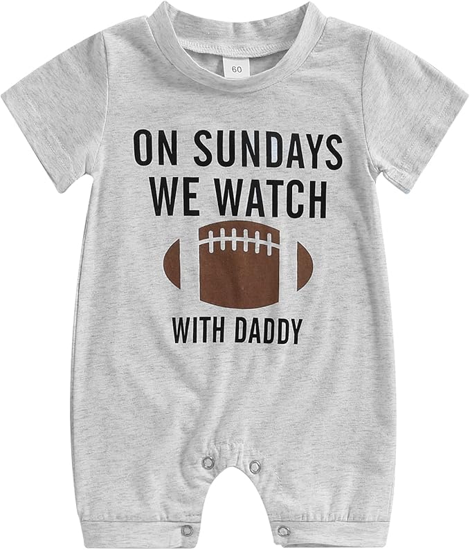 Honganda Infant Baby Boys Girls Football Season Jumpsuit Watch Football with Daddy Funny Romper Playsuit Sweatshirt