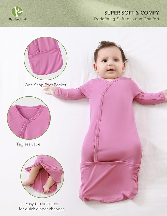 Baby Nightgowns Sleeper Gown Newborn Long Sleeve Pajama Gowns Unisex Viscose from Bamboo Infant Sleepwear