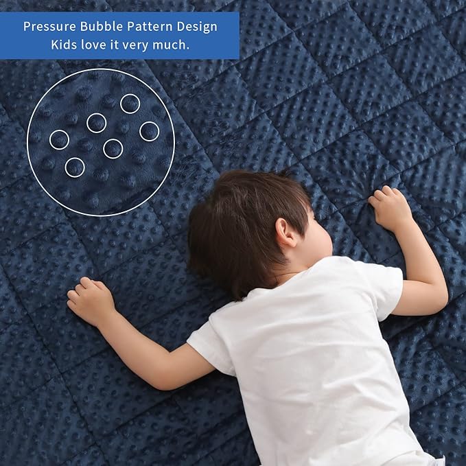 Kids Weighted Blanket Twin 5lbs (36"×48",Navy Blue) Breathable Soft Minky Weighted Throw Blanket for All Season,Heavy Blanket with Premium Glass Beads