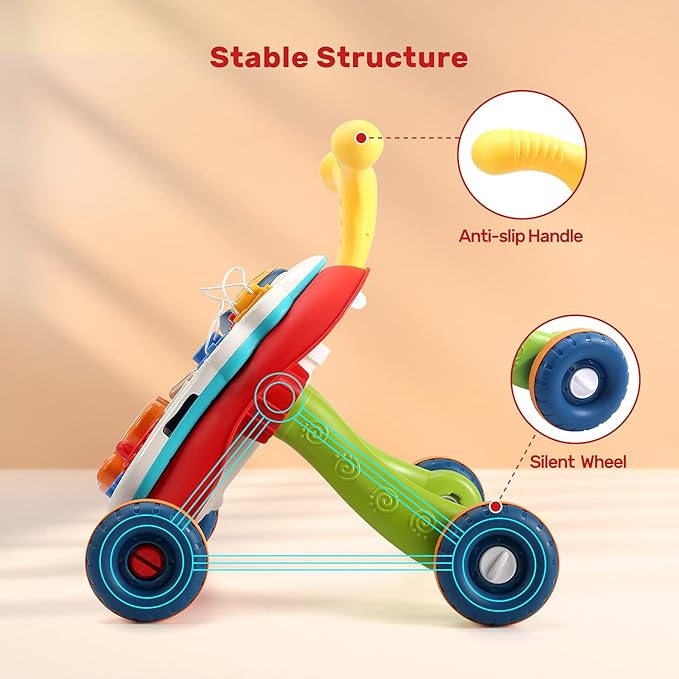 CUTE STONE Sit to Stand Learning Walker, 2 in 1 Baby Walker, Early Educational Child Activity Center, Multifunctional Removable Play Panel, Baby Music Learning Toy Gift for Infant Boys Girls