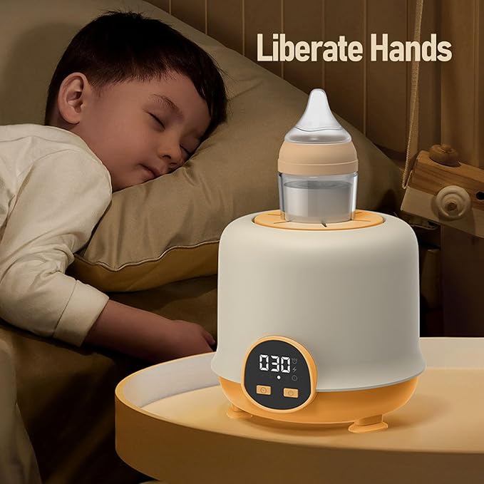 Automatic Baby Bottle Shaker, Low Noise Digital Display Cordless Baby Bottle Mixer Baby Formula Mixer Formula Pitcher for 50‑80mm Bottles (Yellow)