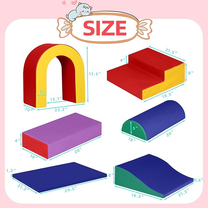 Kinder King Climb and Crawl Activity Play Set, 10-Piece Soft Foam Block for Climbing, Crawling and Sliding, Indoor Climber for Toddlers and Kids, Baby Infant Lightweight Climbing Toys