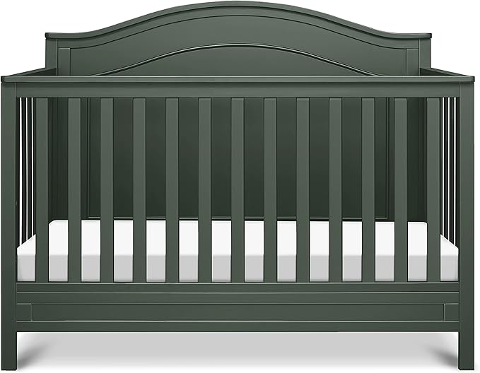 DaVinci Charlie 4-in-1 Baby Crib Convertible to Toddler Bed, Daybed, Full-Size Bed - Easy Assembly - GREENGUARD Gold Certified - 4 Adjustable Heights, Conversion Kit Sold Separately - Forest Green