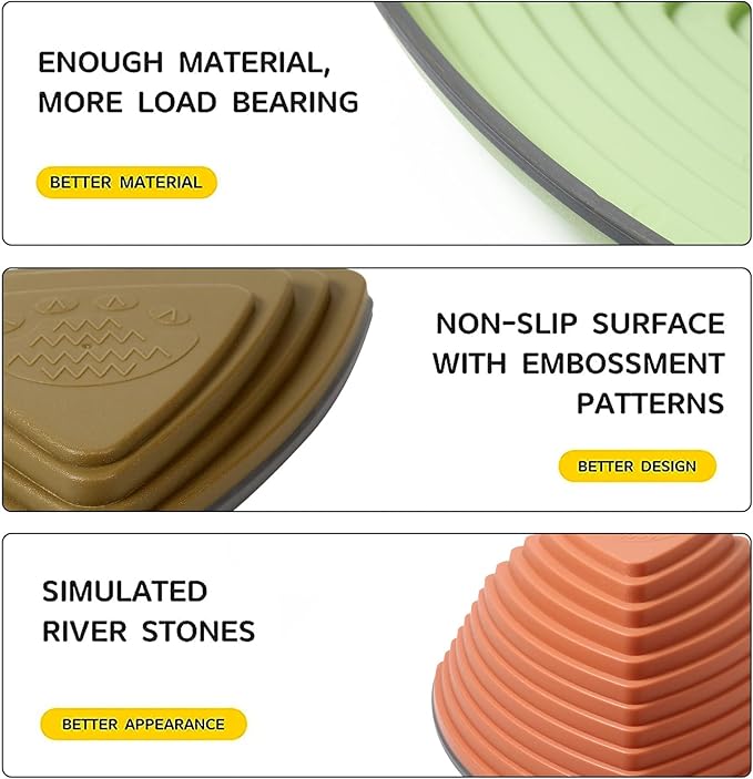 makarci Stepping Stones for Kids 12pcs Obstacle Courses Play Indoor Outdoor, Full Rubber Rim Plastic Hilltop for Kids Balance and Integration Improvement Age 3 4 5 6 7 8 + (Forest)